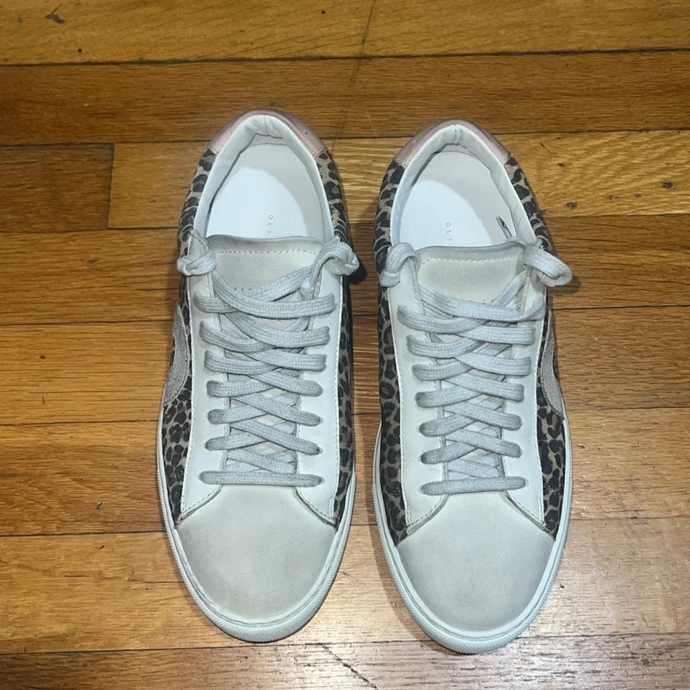 Oliver Cabell Women’s Low 1 Leather Sneakers in Leopard, size 37